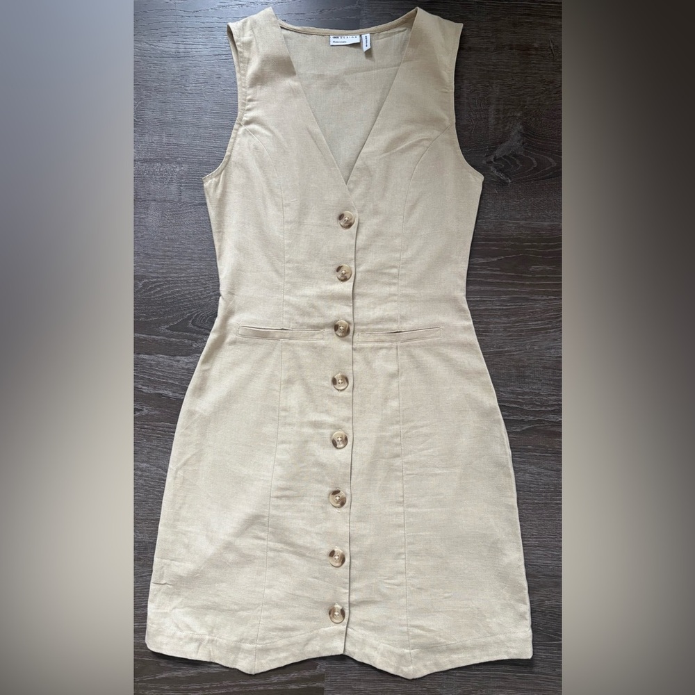 ASOS Design Beige Sleeveless Button-Front  Dress